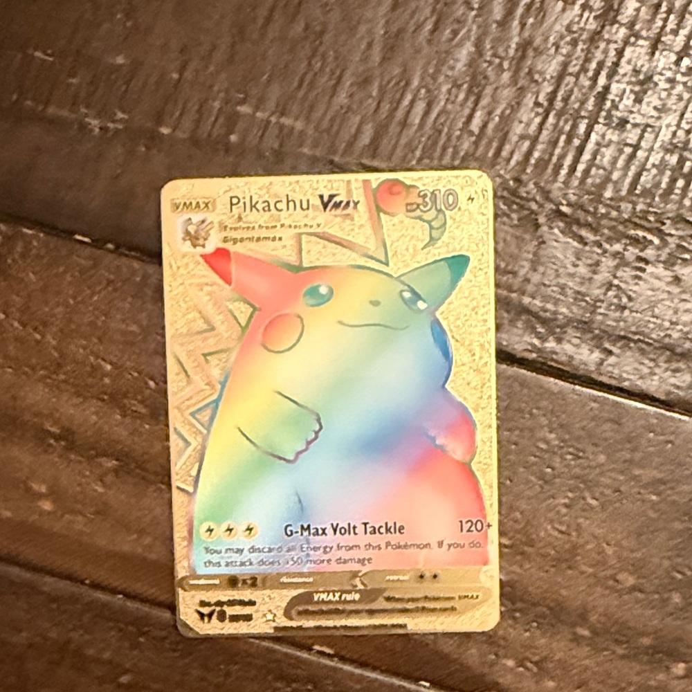 Pokemon Pikachu VMAX Trading Card - Gold and Rainbow